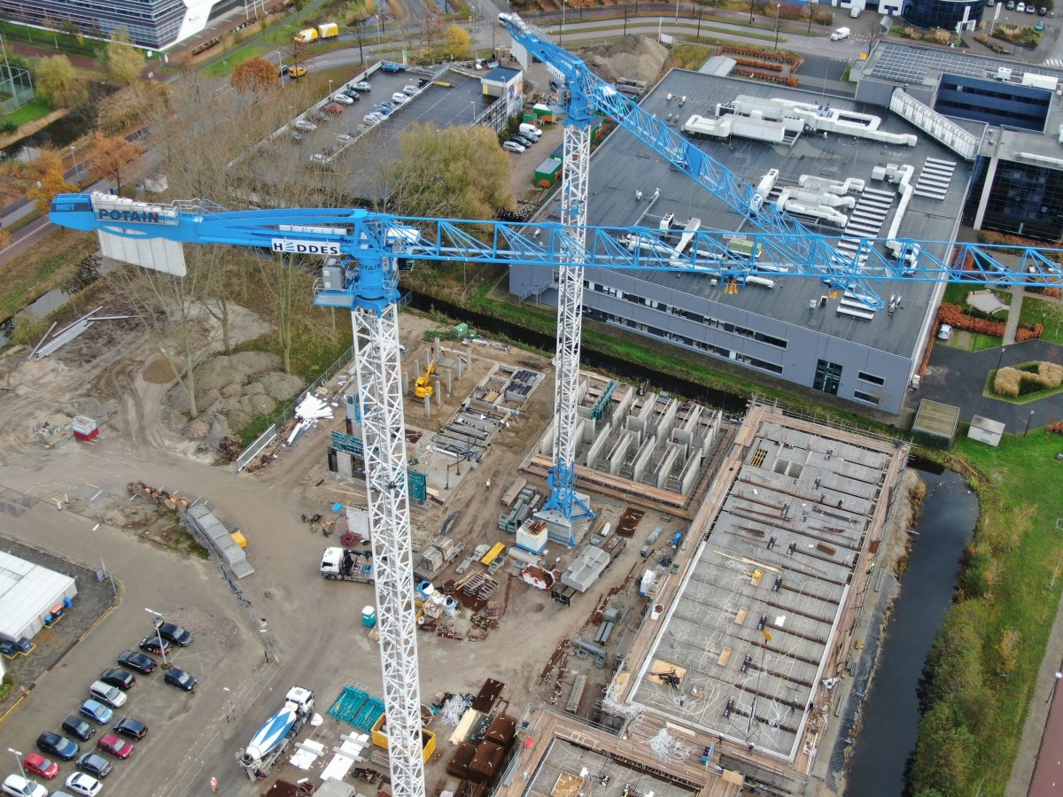 Ballast Nedam and Heddes Bouw & Ontwikkeling rely on Potain tower cranes for complex high-rise construction project in Leiden