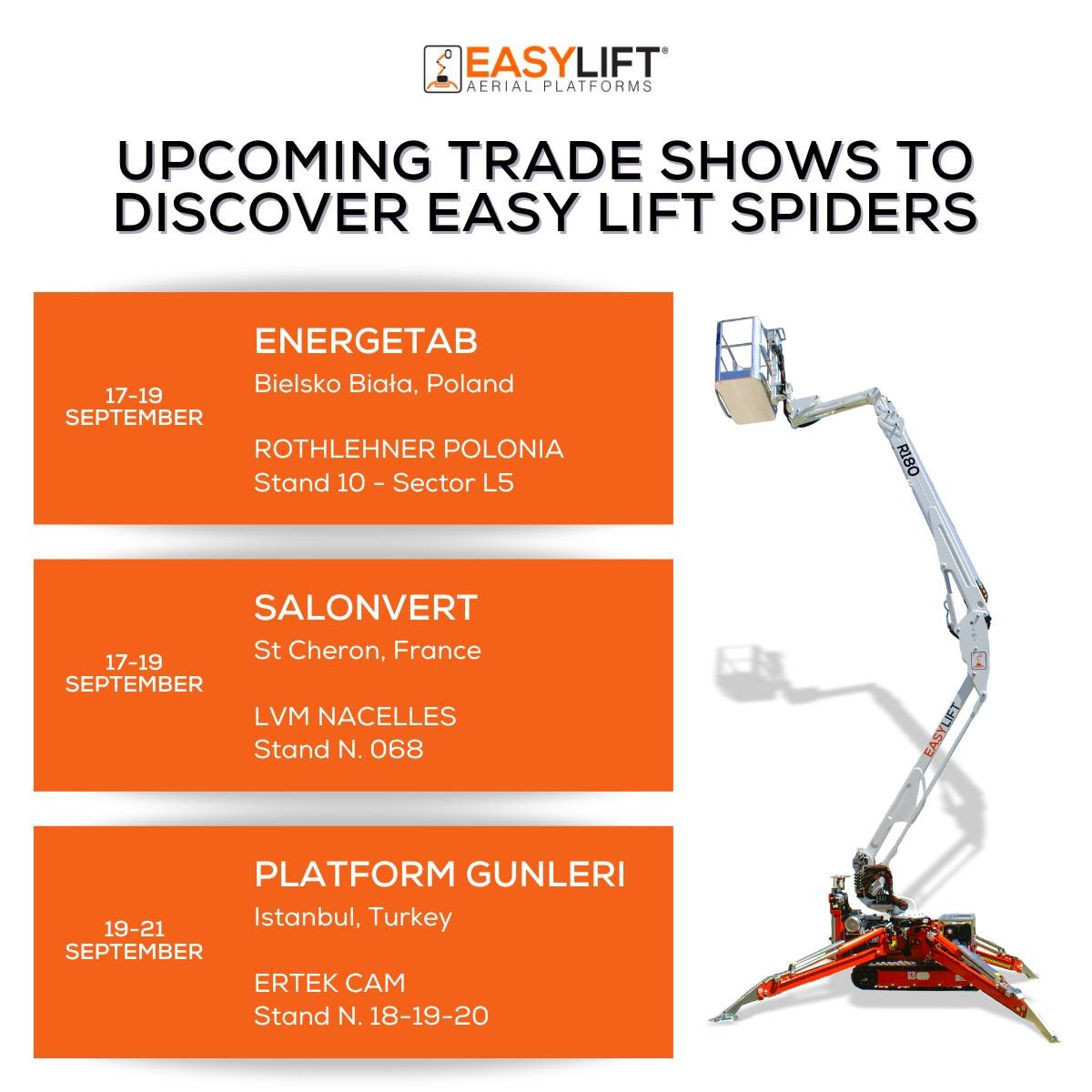 Un’agenda piena di fiere per i rivenditori di Easy Lift