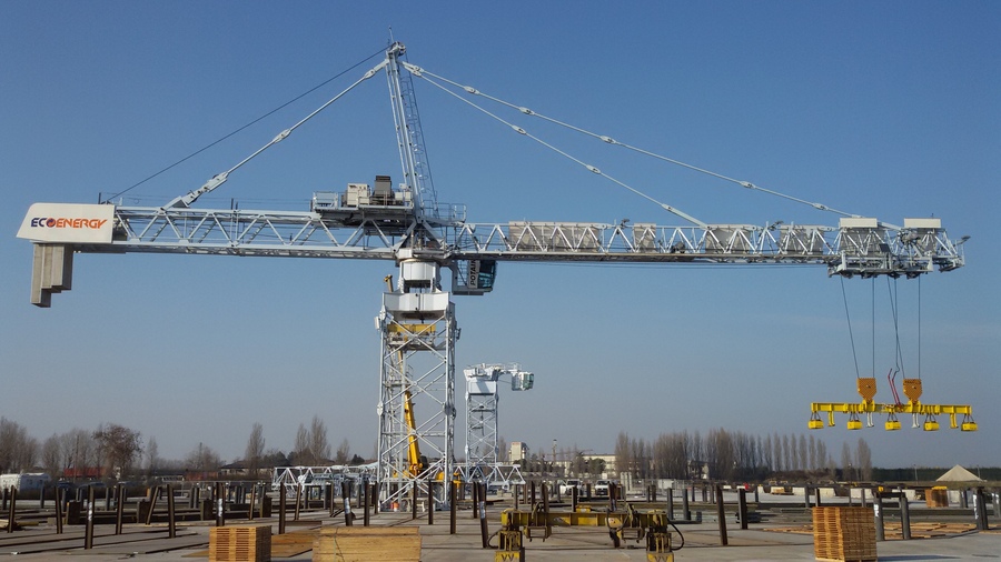 Customized Potain tower cranes support steel yard logistics 

